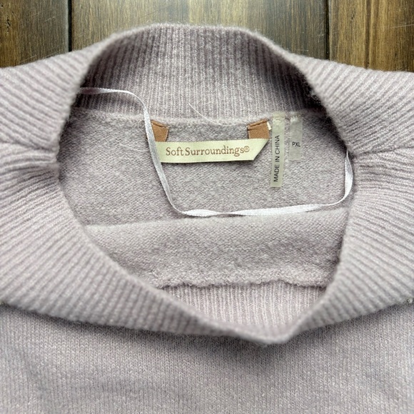 Size 1x Soft Surroundings Purple Knit Sweater Cuffed Sleeve Plus Size Beaded - Picture 6 of 10